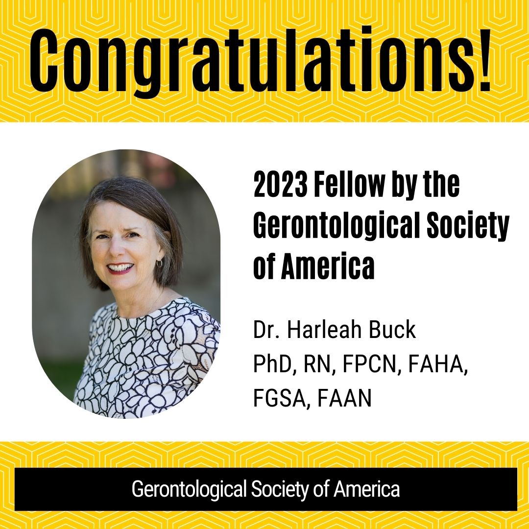 Congratulations to our Director, Dr. Harleah Buck. She has been named as one of the 2023 Fellows for the Gerontological Society of America.
Read the article here: geron.org/News-Events/GS…