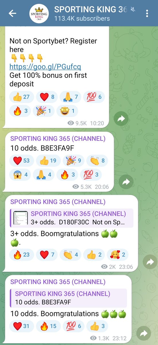 I shared this on telegram by the way. You can join here: t.me/sportingking