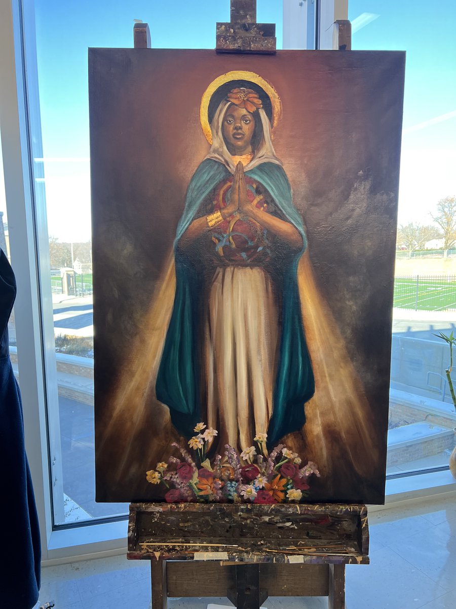 CreightonPrep's tweet photo. Long post but TLDR: Our students are awesome! 

Today is the Feast Day of Our Lady of Kibeho. On this day, we are proud to share this incredible painting, created by our Creighton Prep students, under the direction of faculty member Mr. Jeremy Caniglia '88.

(1/5) https://t.co/pGXNuC3rGm