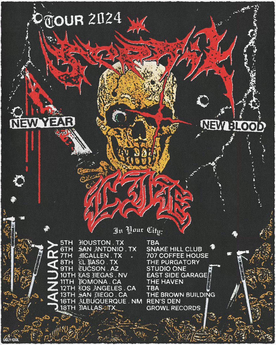SEPTIKhtx's tweet photo. THE 2 BADDEST BANDS FROM HOUSTON ARE TAKING THE SOUTHWEST IN THE NEW YEAR 

SEPTIK &amp; LIE TOUR ‘24 ♠️ https://t.co/liPfr68770