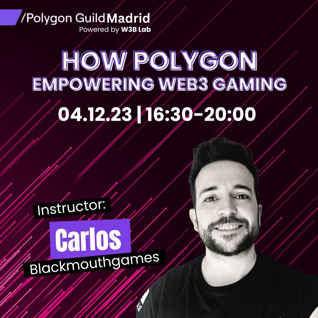 Seee you on Monday🕹️ w/ <a href="/PolygonGuildMad/">Polygon Guild Madrid</a> Day

🗣Carlos Peralta, Head of Studio @ <a href="/Domenation_Game/">Domenation</a> :
"Road to Web3 from Web2 Games"

🎁 Drinks + Snacks
⏰ 4.12 | 16:30
📍<a href="/milmadrid_/">MIL Madrid - Madrid Innovation Lab</a>

💚Powered by:
<a href="/w3blabstudio/">W3B Lab Studio</a>

_
RSVP 👇
meetup.com/web3-0-communi…