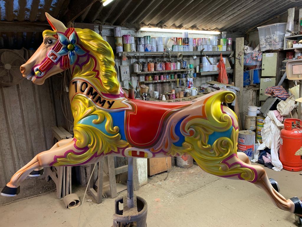 ianhunt01's tweet photo. New Fairground horses off to their new owners, Working though the last of the #Christmas rush. #fairground #carousel #horses Getting ready for a #xmas break now. https://t.co/OJyZ07DIur #handmade #carouselhorse The fun never ends lol https://t.co/GLf8Ns1JC5