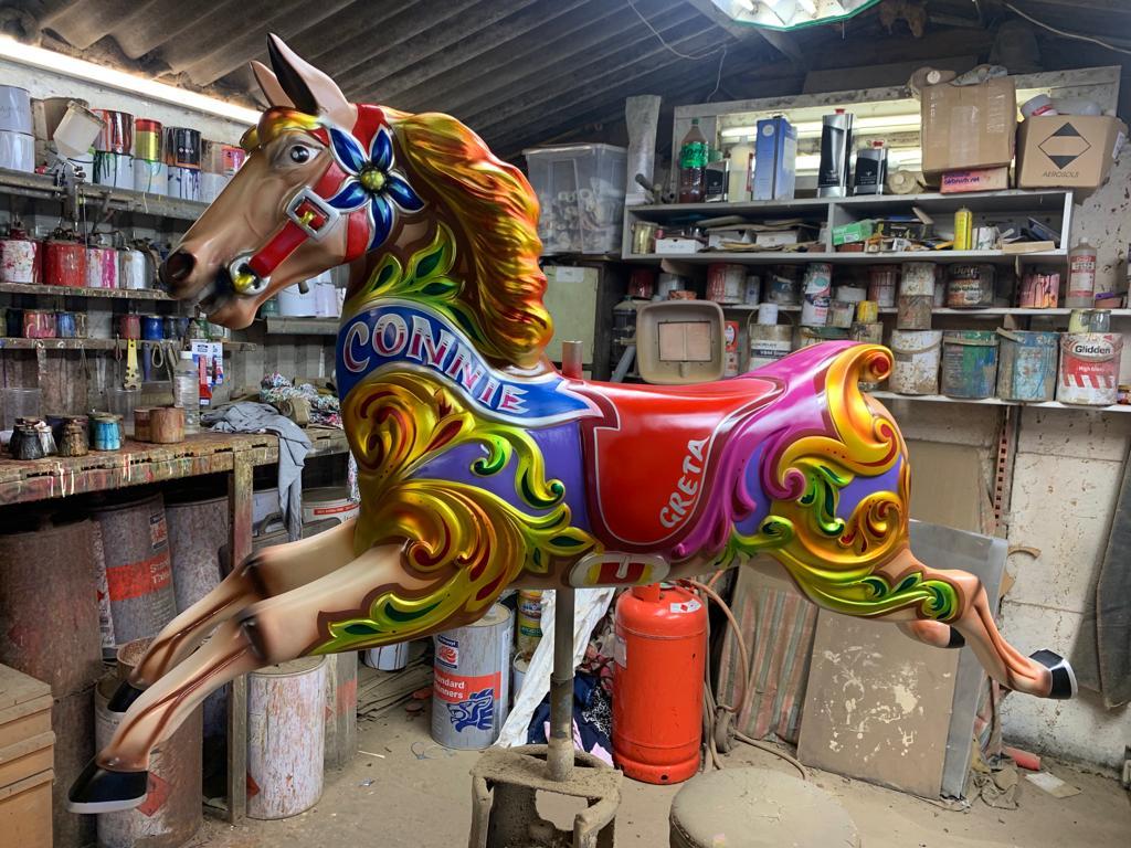 ianhunt01's tweet photo. New Fairground horses off to their new owners, Working though the last of the #Christmas rush. #fairground #carousel #horses Getting ready for a #xmas break now. https://t.co/OJyZ07DIur #handmade #carouselhorse The fun never ends lol https://t.co/GLf8Ns1JC5