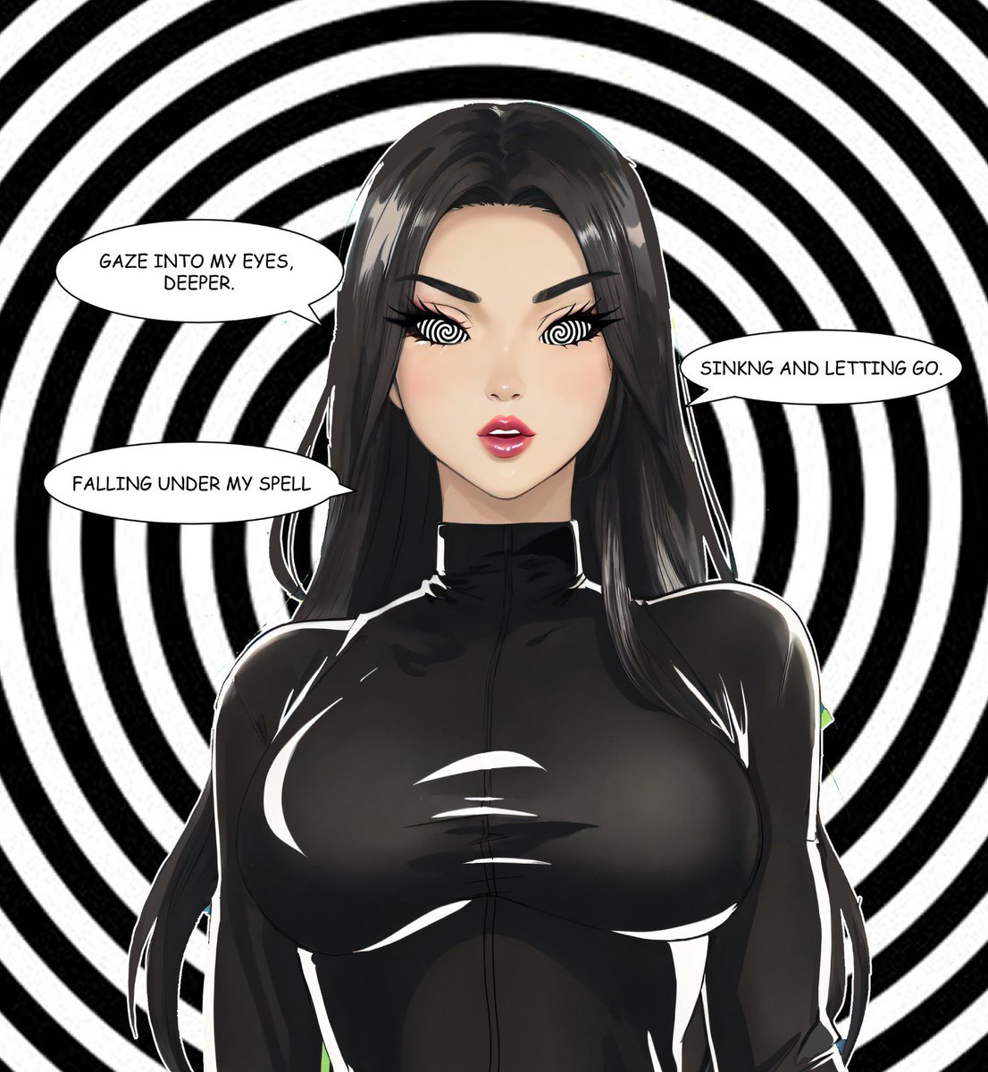 MoonArtss_'s tweet photo. "Captivating beauty in latex, her eyes weave a mesmerizing spell." 😵‍💫 https://t.co/ET5bAdOGB9