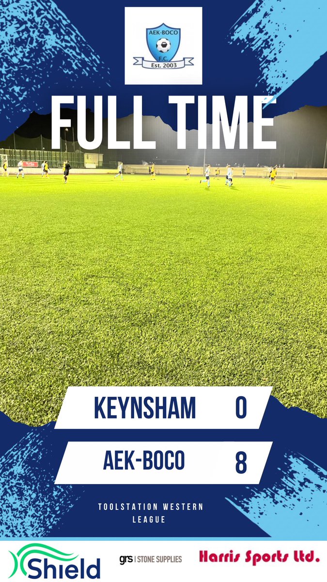 Full time: Keynsham Town 0-8 AEK-Boco 

Crawford (3) 
S.Thomas (2) 
J.Thomas
Scott (2) 

#UTB
