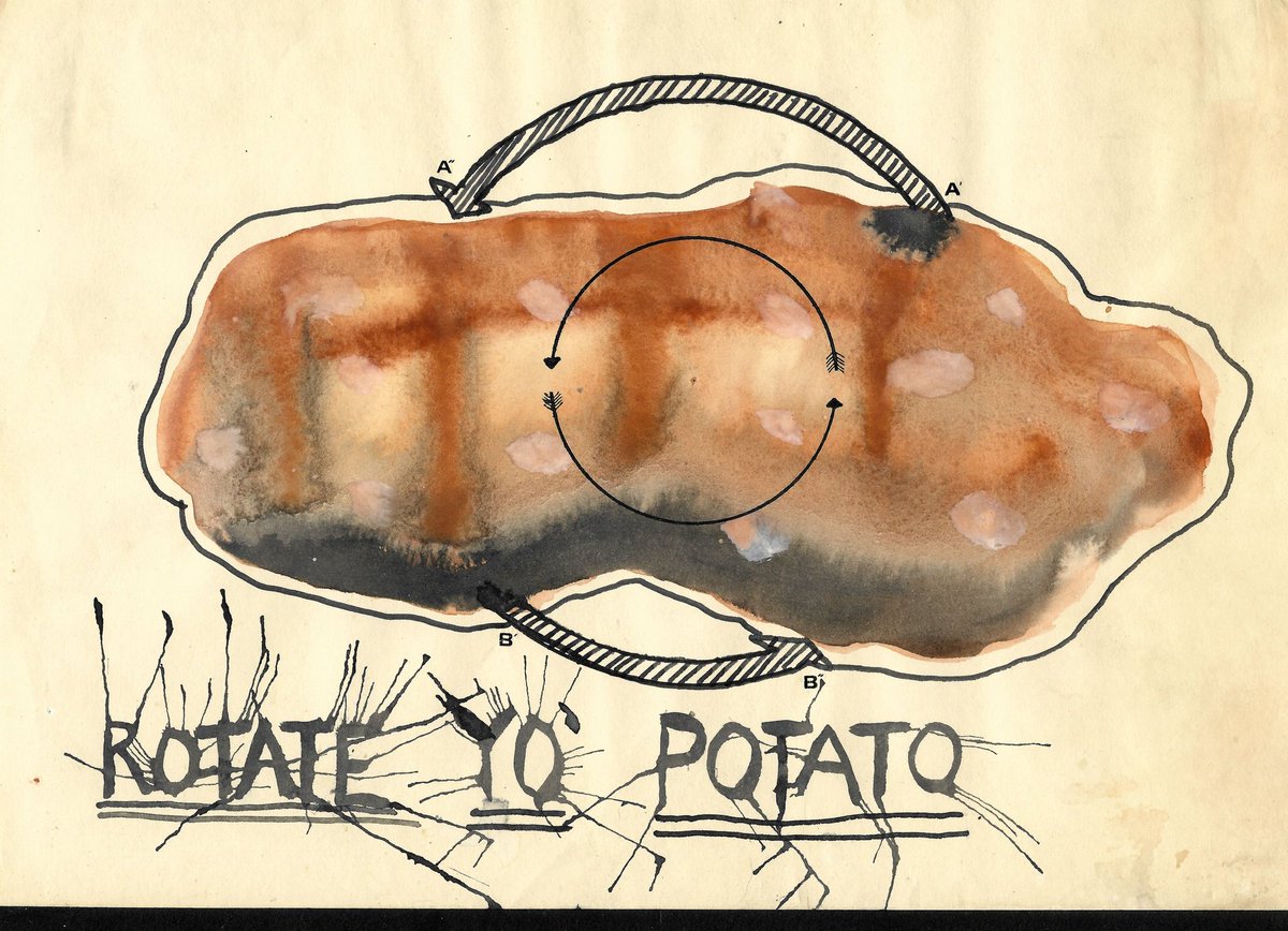 dumbeast's tweet photo. Rotate Yo Potato
Watercolor, ink, press type on 9 x 12" paper
Ca 1974? https://t.co/cCfUN56oaC