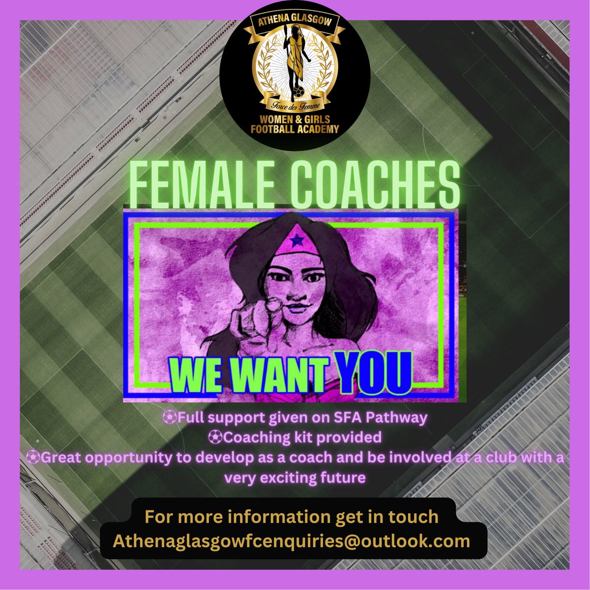 We are looking to add more female coaches to our Coaching team!

We currently have a female coach across all of our age groups as it is so important to us.

With our academy growing for 2024, we require two more.

To discuss the opportunity further, please get in touch.
💜💚