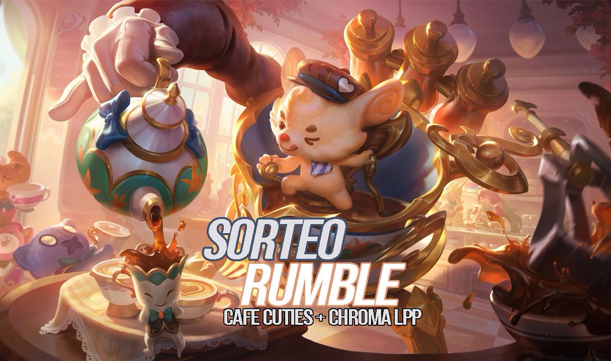 FrostyTwice's tweet photo. Banda, nuevo sorteo de #LeaguePartner

Se van 5 skins de #Rumble #CafeCuties + Chroma de #LPP 

Dia del sorteo 30 de noviembre (EN DOS DIAS)

Para participar:
*Seguirme en Twitter
*Dar RT, MG a la foto
*Etiquetar dos amigxs

Muchas gracias y suerte para todxs

#sorteo #skin #lol https://t.co/VxzOINciUf