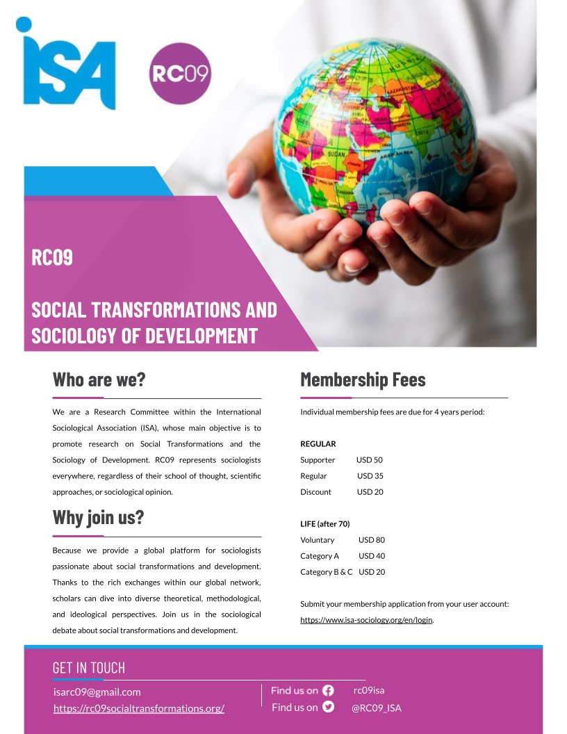 🌟 Find our latest poster, capturing the essence of RC09's mission and activities! 🌟 👉 Join our journey towards vibrant sociological research. #RC09 #Sociology @isa_sociology @dorinarosca @SageSociology @isagdmag