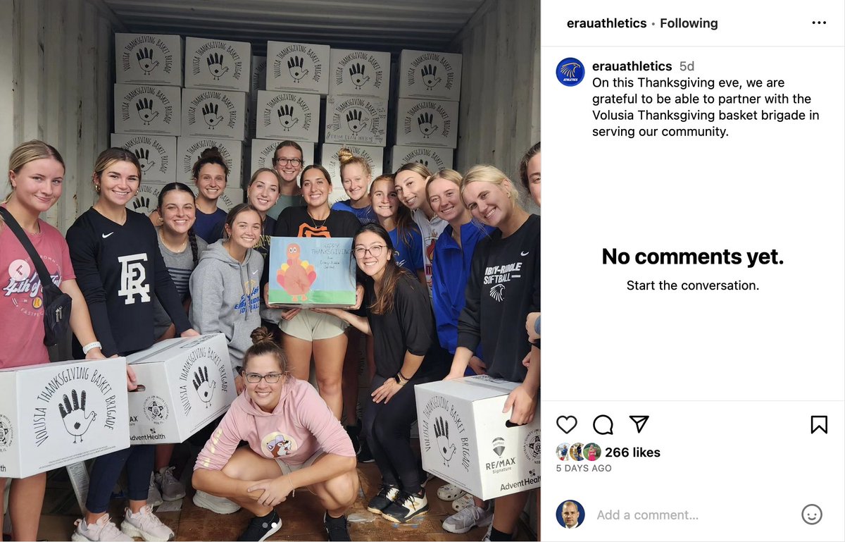 Our student-athletes, coaches and staff made a huge impact on the Daytona Beach area Thanksgiving Basket Brigade! #ServantLeadership #Grateful #GivingBack #DaytonasHometownTeam #StudentPersonPlayer