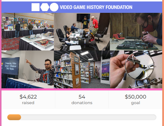 Ahh we're close to hitting $5k! I'm really nervous about this year's fundraiser because Twitter engagement is very dead, but going over 10% on day one would feel good.

If you're able to give toward our work at the VGHF, your dollars are DOUBLED right now! gamehistory.org/donate