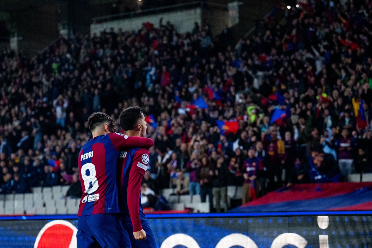 Pedri's tweet photo. Estamos de nuevo en el sitio que nos corresponde 🙏👏 Estamos en octavos de #ChampionsLeague… y con ganas de mucho más! 💙❤️ FORÇA BARÇA!!! @FCBarcelona https://t.co/5xb7R6OEyN