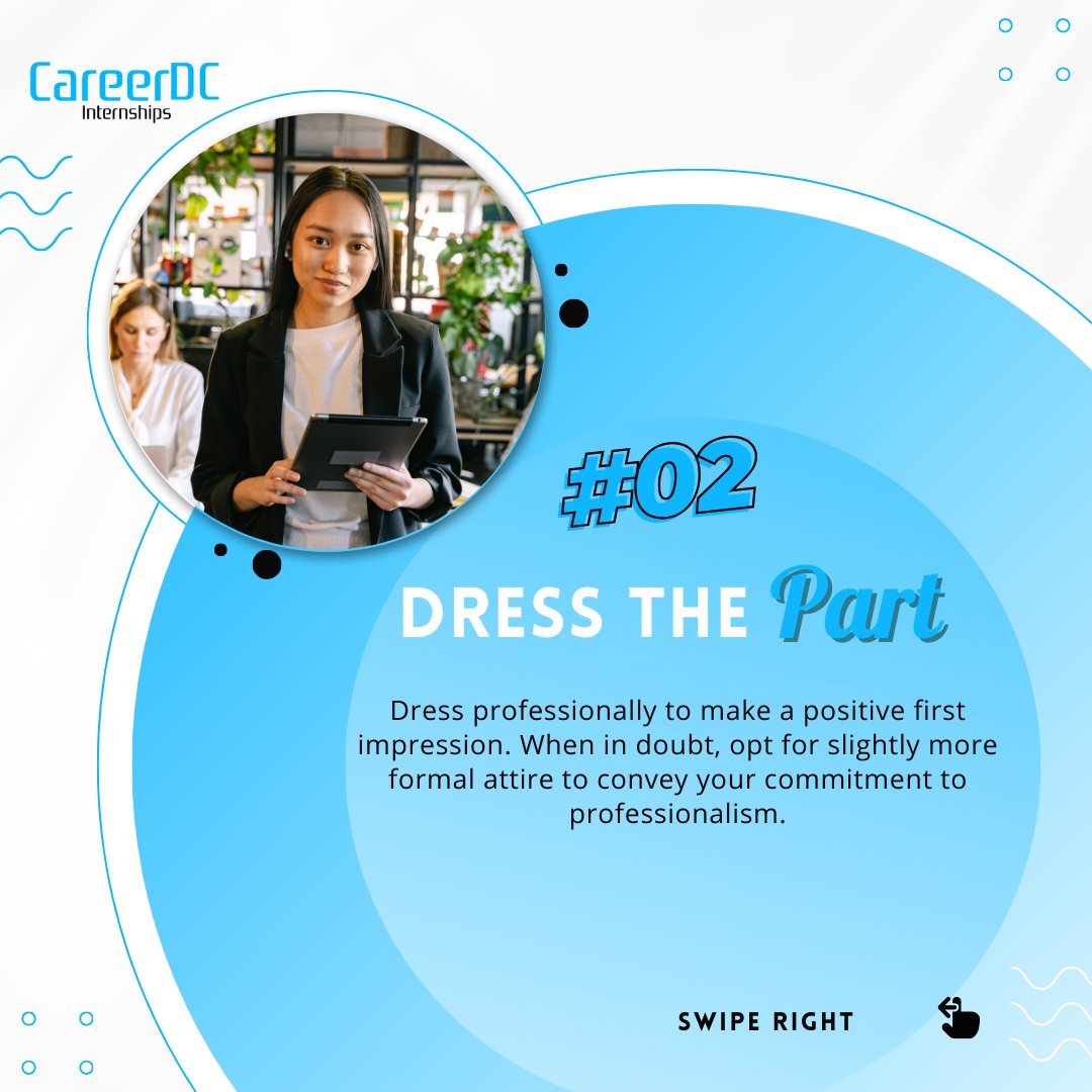careerdc's tweet image. Starting your internship is a mix of excitement and nerves. Your first day really sets the vibe for the whole experience, and making a good impression is key. Here's a guide to kickstart your journey with a successful and memorable first day👇
#careerdc #InternLife #FirstDayFeels