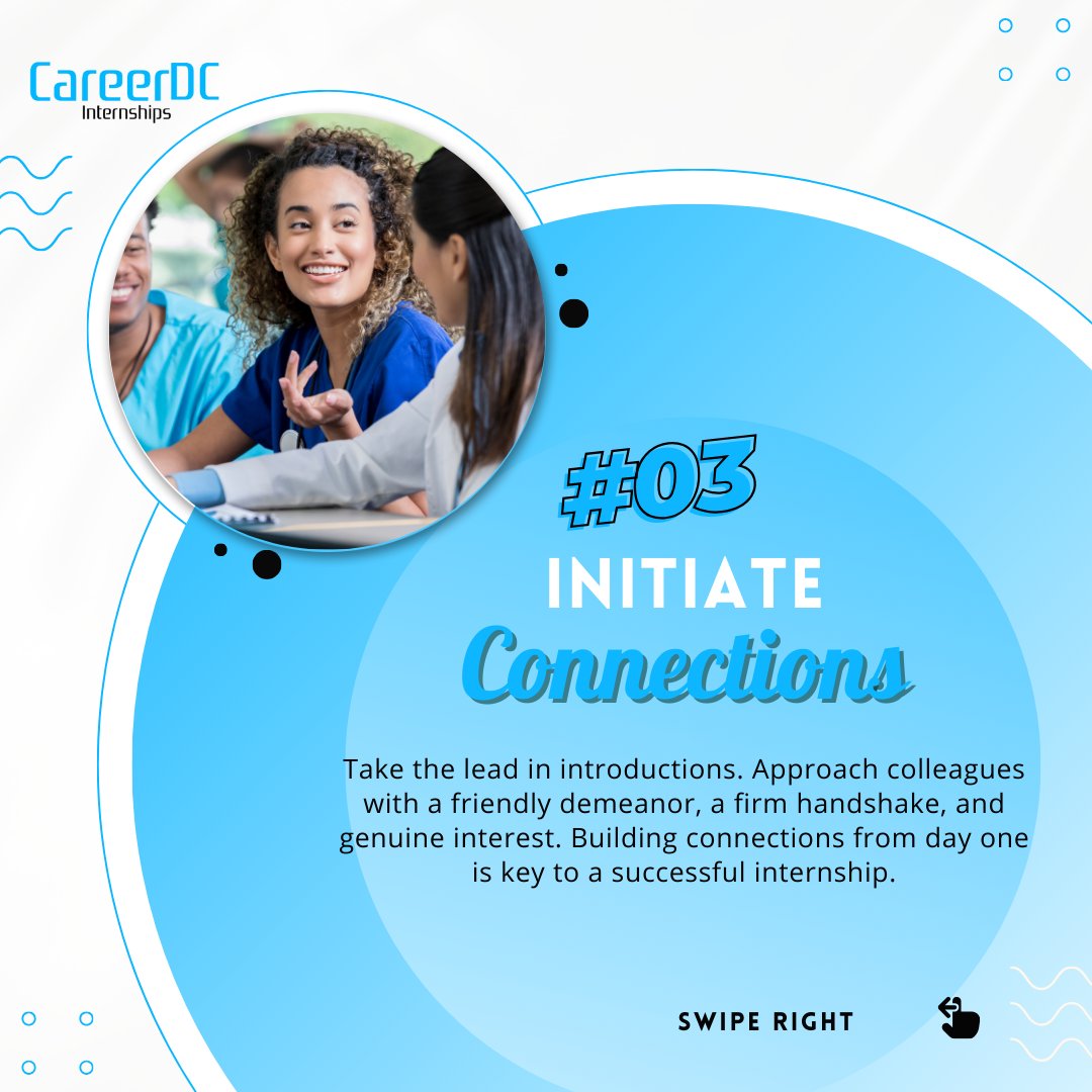 careerdc's tweet image. Starting your internship is a mix of excitement and nerves. Your first day really sets the vibe for the whole experience, and making a good impression is key. Here's a guide to kickstart your journey with a successful and memorable first day👇
#careerdc #InternLife #FirstDayFeels