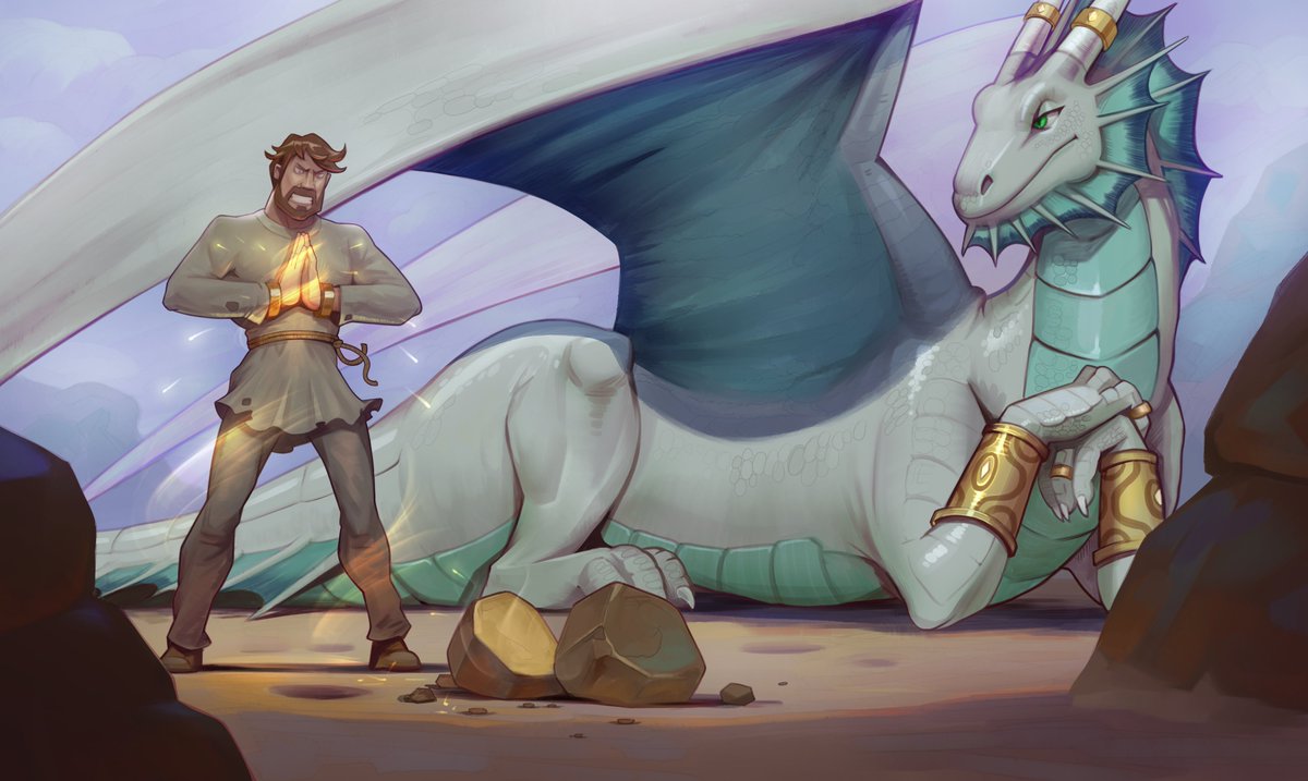 UNSCforces's tweet photo. Hatchday gift for a friend while back.  Arcturus training with a silver dragon, an ancient showing him a technique to cast spells without moving his arms......Hopefully the man is up to the task...

#fantasy #dragons #scalesandhonor #furry https://t.co/CFTUsu4Z83