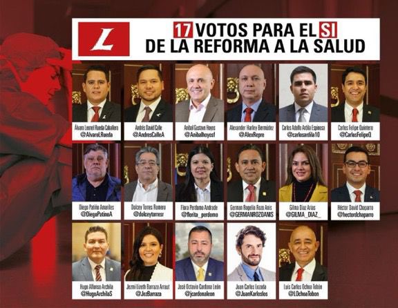 ghitis's tweet photo. Estos son los votos a favor de la reforma a la salud.
¿Usted está de acuerdo con darle a los políticos el control de la salud? https://t.co/IRxDsSTMe7