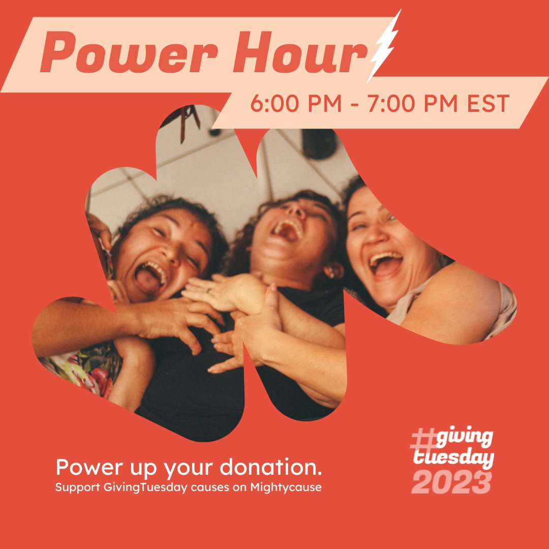 6 PM EST Power Hour for small organizations starts NOW! The nonprofit that receives the most unique donors on Mightycause between 6 PM - 7 PM EST will win $250! givingtuesday.mightycause.com #givingtuesday #mightycause