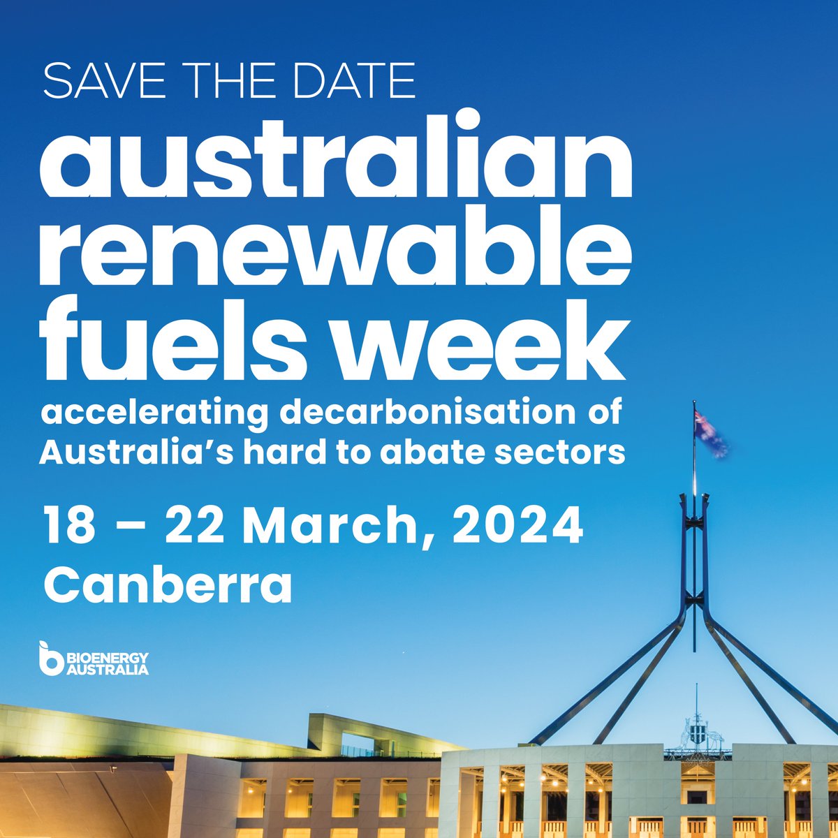 BioenAustralia's tweet image. Following an overwhelmingly successful inaugural event in 2023, Australian Renewable Fuels Week is heading to Canberra from March 18 to 22, 2024. For more info and to submit your EOI: bioenergystrong.org.au/home/
#SAF #renewableliquidfuel #renewablegas #ARFW2024
