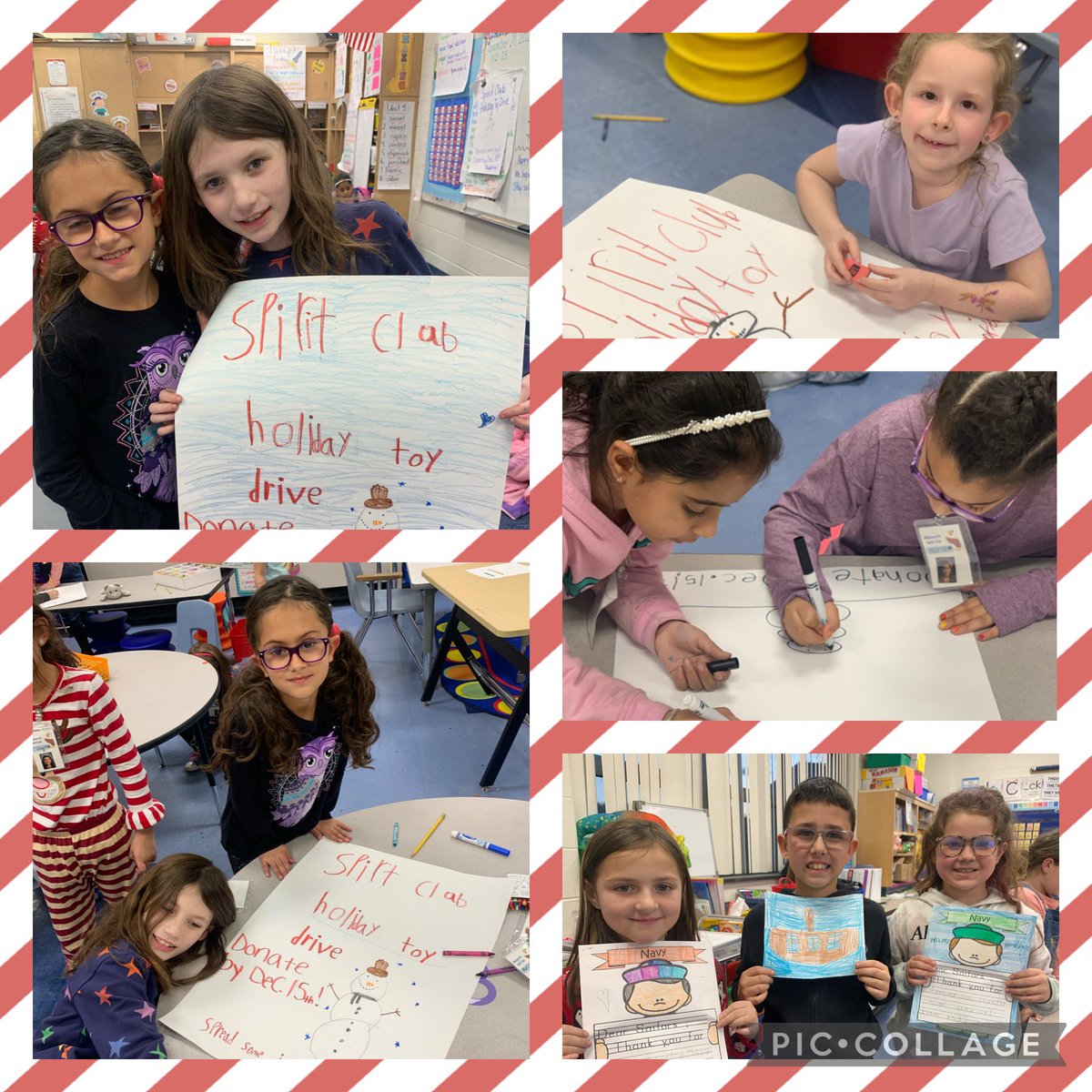 PS Spirit Club is spreading some holiday cheer!  Letters to our sailors and prepping for our Holiday Toy Drive!