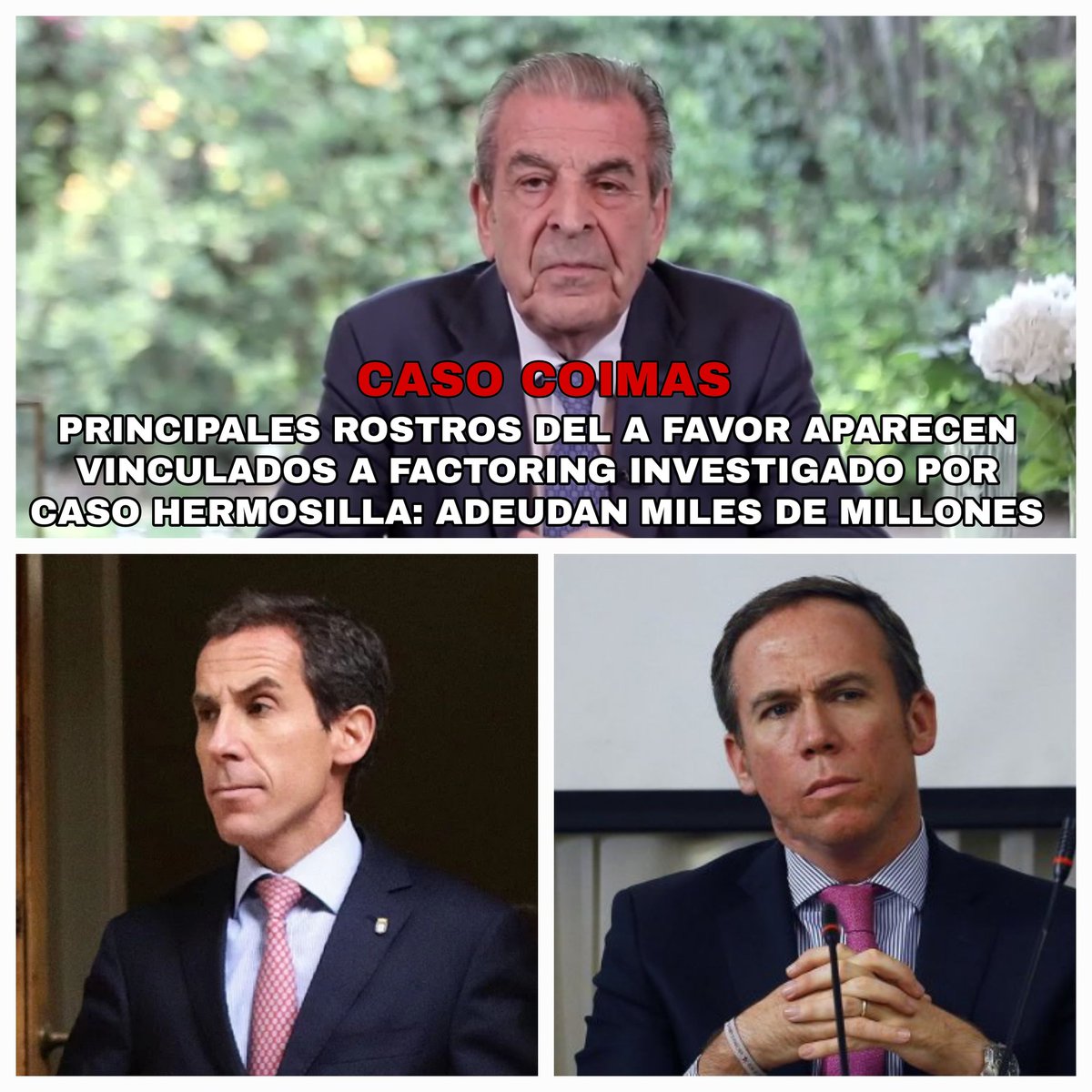 🔴 Ciper acaba de revelar los nombres de los políticos que aparecen asociados al factoring Factop, conocido por el caso coimas en el SII y Luis Hermosilla. 

🔴 Dentro de las personas mencionadas destacan 3 figuras de la campaña del "a Favor" del texto constitucional: Eduardo