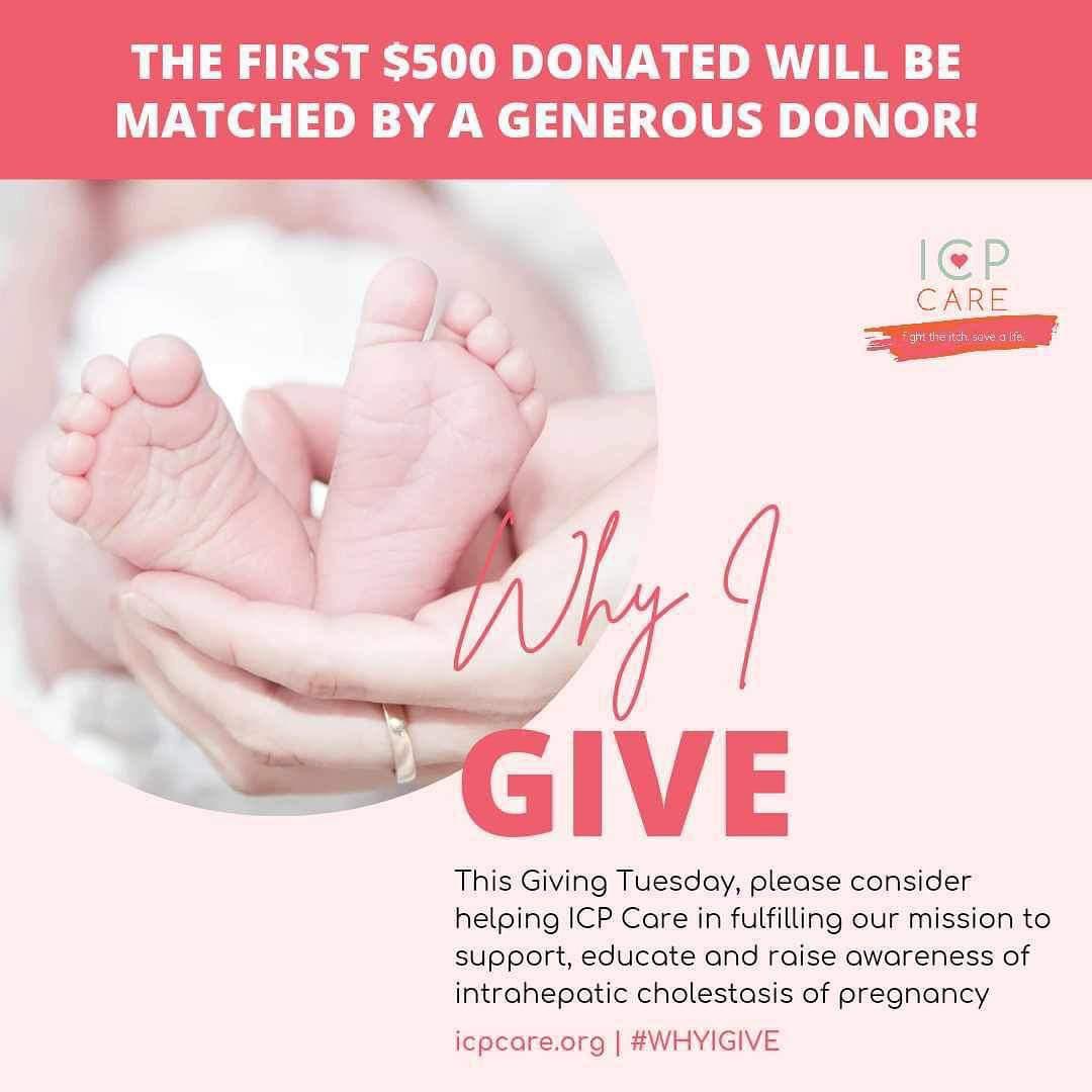 ICPcare's tweet photo. Giving Tuesday support to help in continuing to raise funds for our life-saving Cholestasis of Pregnancy work for patients, families and babies. We are a volunteer based 501(c)(3) nonprofit public charity. 

https://t.co/CsKihCAhBA

#whyIgive
#cholestasisofpregnancy https://t.co/NITcFXZ0KM