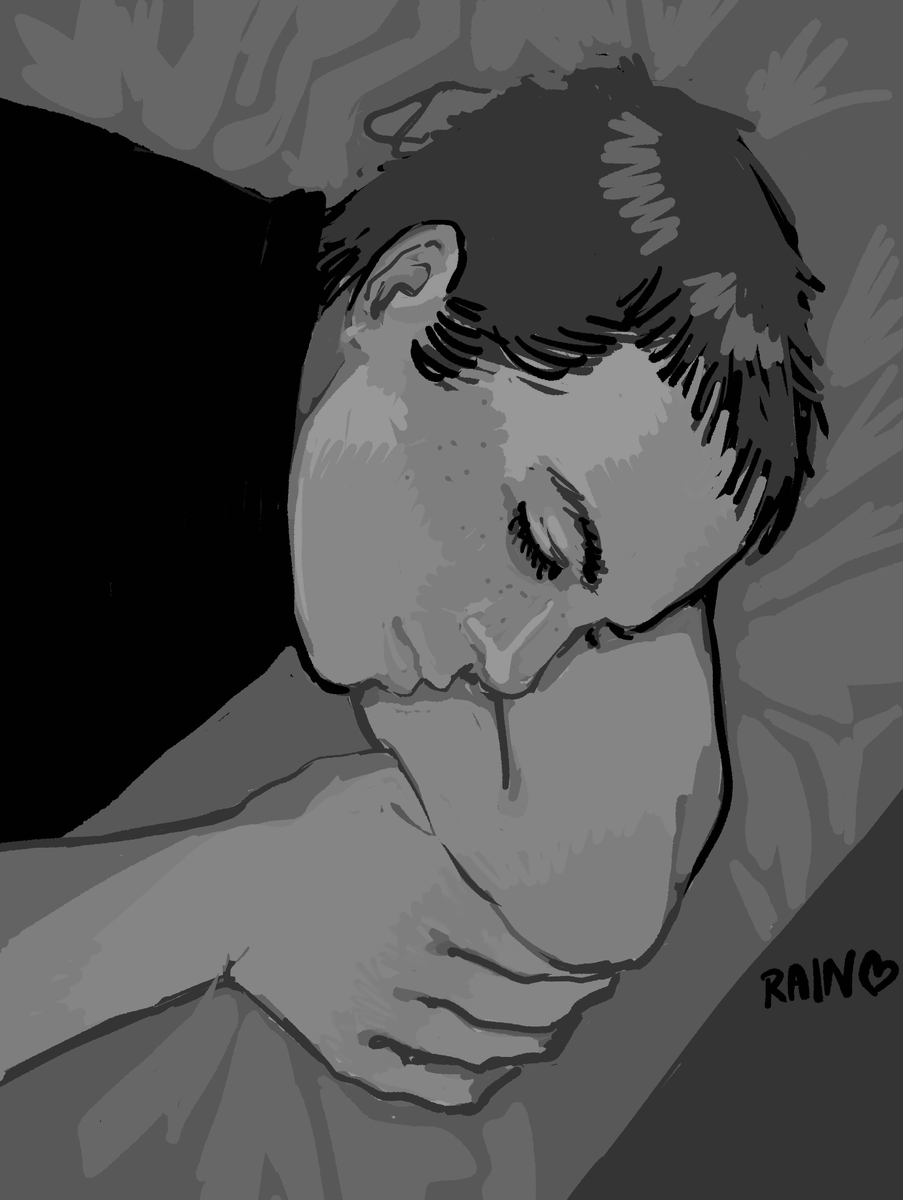 my gay ass painted a portrait of my boyfriend sleeping