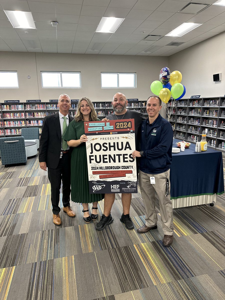 A huge <a href="/HCPS_SumnerHS/">Sumner High School</a> shout out to our Support Staff of the Year finalist Josh Fuentes!!!! Thank you for all you do in the Stingray Nation! 💚💙<a href="/HillsboroughSch/">Hillsborough Schools</a> <a href="/Hillsedufnd/">Hillsborough Education Foundation</a> #bettertogether #RaysUp