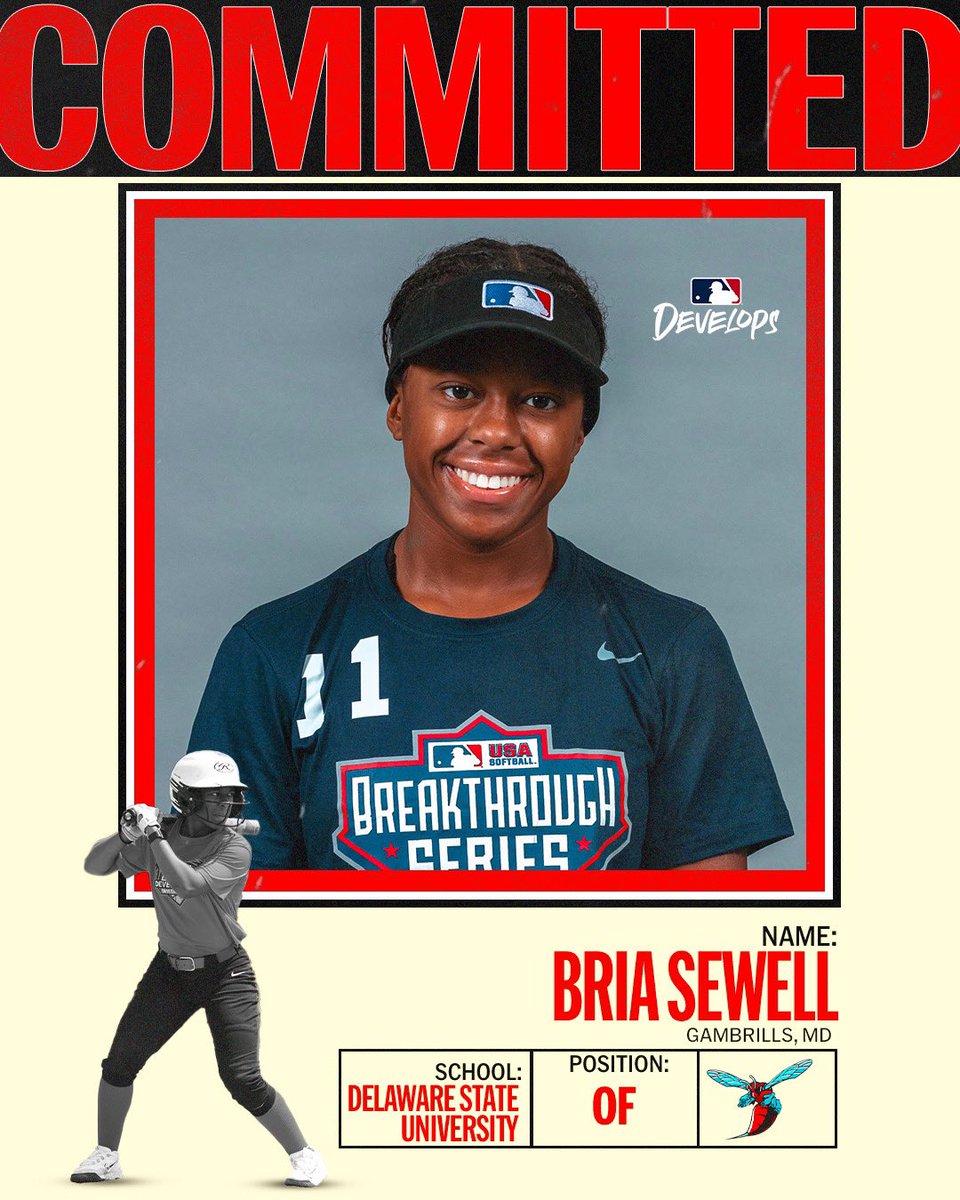 Congratulations to <a href="/BriaSewell/">Bria Sewell</a> on her commitment to <a href="/DelStSB/">Delaware State SB</a> 🥎‼️ #MLBDevelops