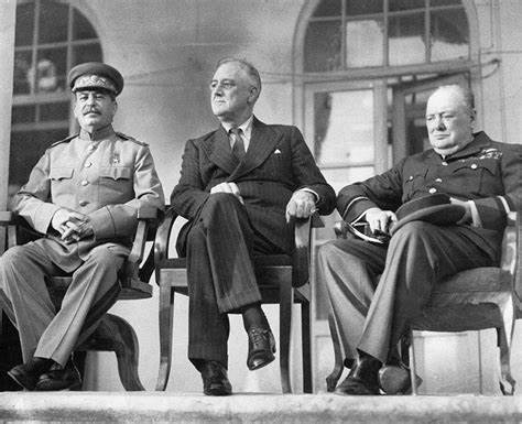 DrPnygard's tweet image. Today in 1943-during #WW2-POTUS Franklin Roosevelt, British PM Winston Churchill &amp;amp; Soviet leader Joseph Stalin (the "Big Three") came together to discuss strategies for winning the war against the Nazis. The #TehranConference was the first time Roosevelt &amp;amp; Stalin met in person.
