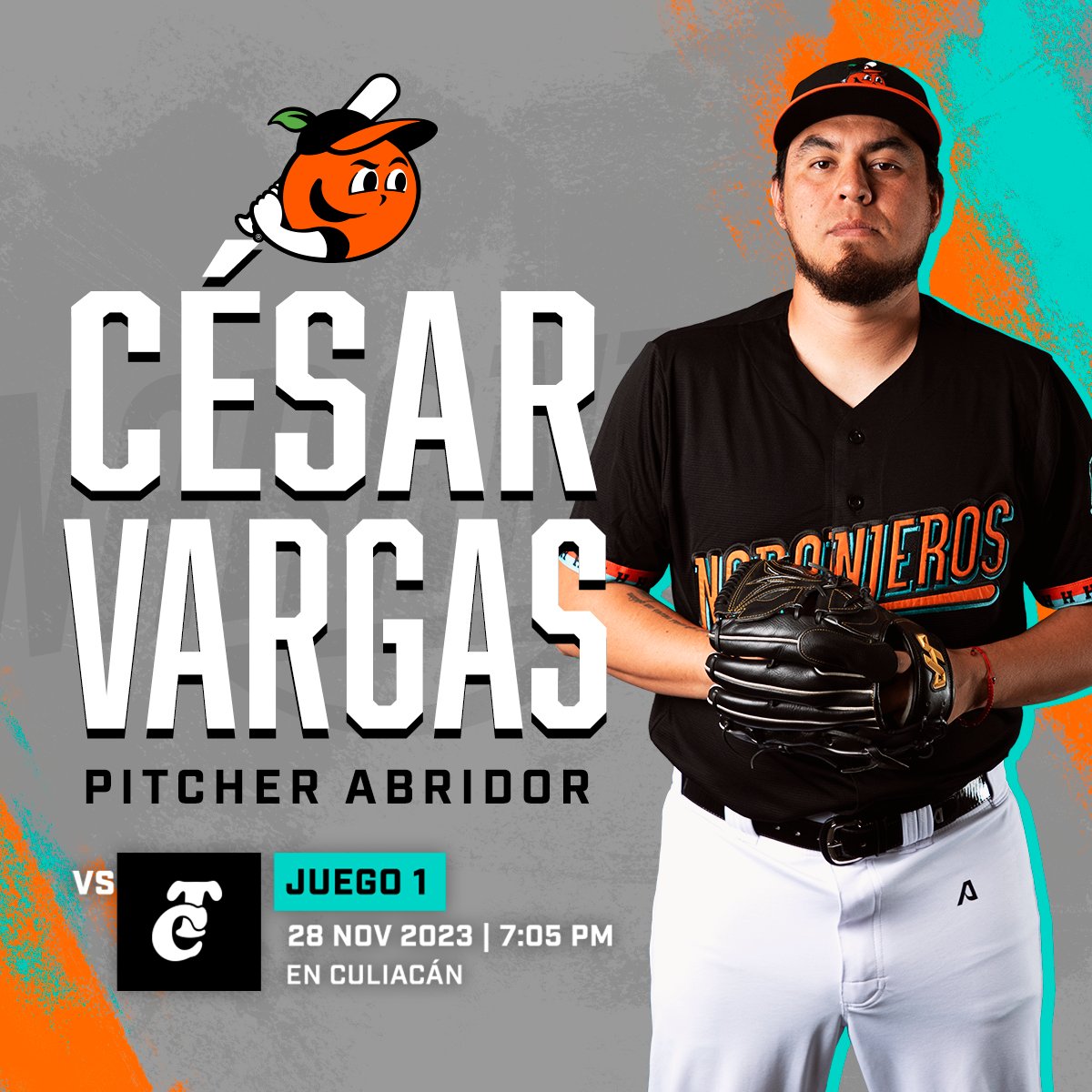 César Vargas será nuestro pitcher abridor esta noche para el primero del Clásico de la LAMP contra Tomateros 🍅💥

#NaranjerosFlow | <a href="/cevar81/">cesar vargas</a>
