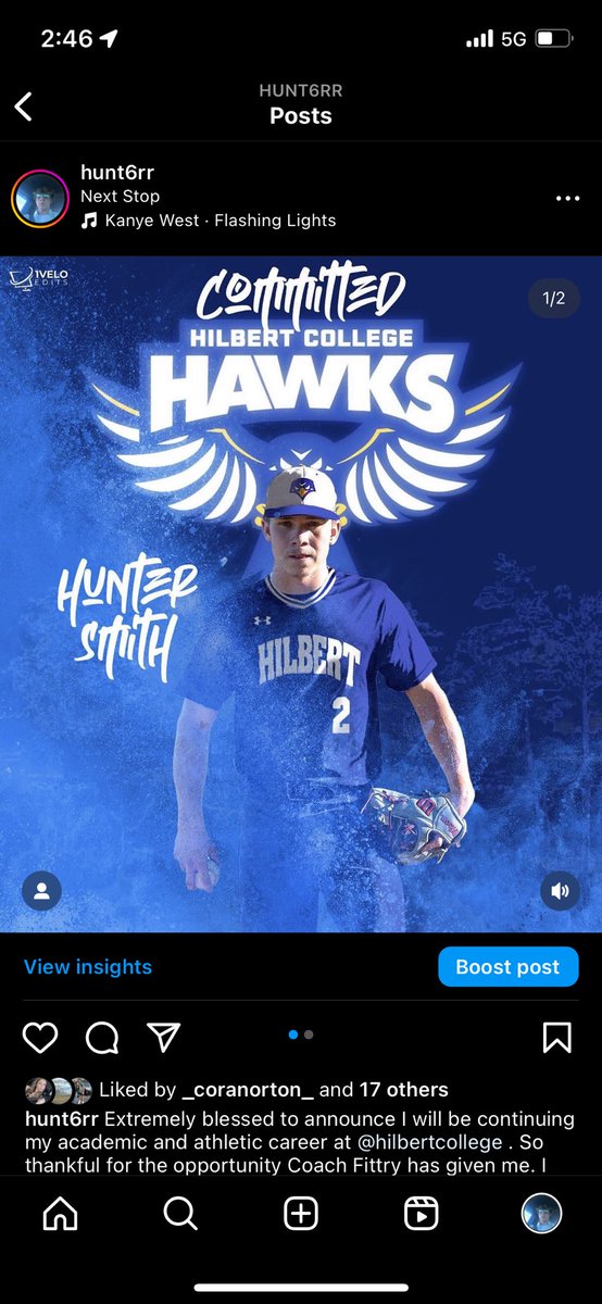Extremely blessed to announce I will be continuing my academic and athletic career at @HilbertCollege . So thankful for the opportunity @DrewFittry has given me. I want to thank my coaches, family, and friends for all the support and positivity throughout the years💙🤍💛
