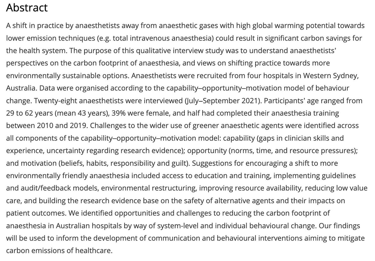 Exploring anaesthetists’ views on the carbon footprint of anaesthesia and identifying opportunities and challenges for reducing its impact on the environment

<a href="/Matilde_B_P/">Matilde Breth Petersen</a> @ForbesMcGain <a href="/JustinSkowno/">A/Prof Justin Skowno</a> <a href="/propofoldream/">George Zhong</a> <a href="/AndyDW_/">Andrew Weatherall</a> <a href="/KatyJLBell/">Katy Bell</a> <a href="/PicklesKristen/">Kristen Pickles</a>

🔗 journals.sagepub.com/doi/full/10.11…