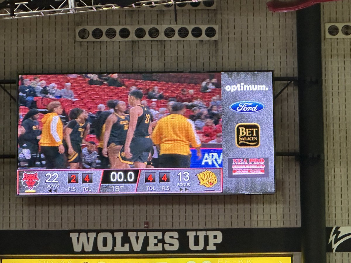 #WolvesUp after the first quarter ⁦<a href="/ArkansasState/">Arkansas State</a>⁩ against UA Pine Bluff. #astate #redwolves #astatewb #womenbasketball