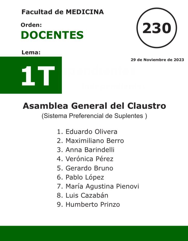 neves_giselle's tweet photo. Dónde y a quien votamos mañana en las elecciones universitarias Facultad de medicina https://t.co/EPjl5bmetS