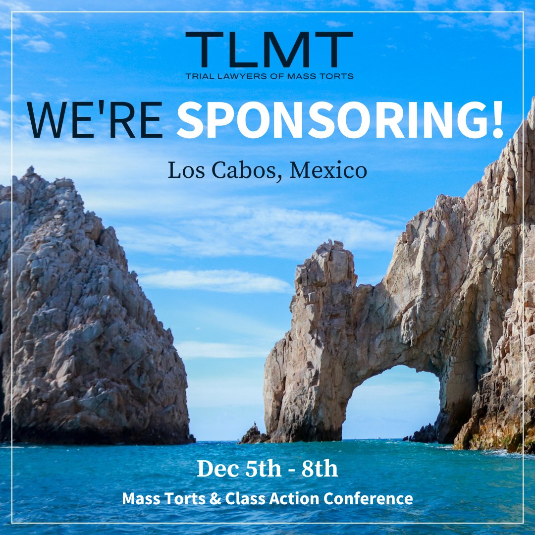 CPT is thrilled to announce our sponsorship of the upcoming Trial Lawyers of Mass Torts upcoming conference in Los Cabos from December 5-8th.
 CPT VPs, Dominique Fite and Darin Zabriskie, look forward to seeing you there!

#CPTGroup #ConferenceSponsorship #LegalCommunity