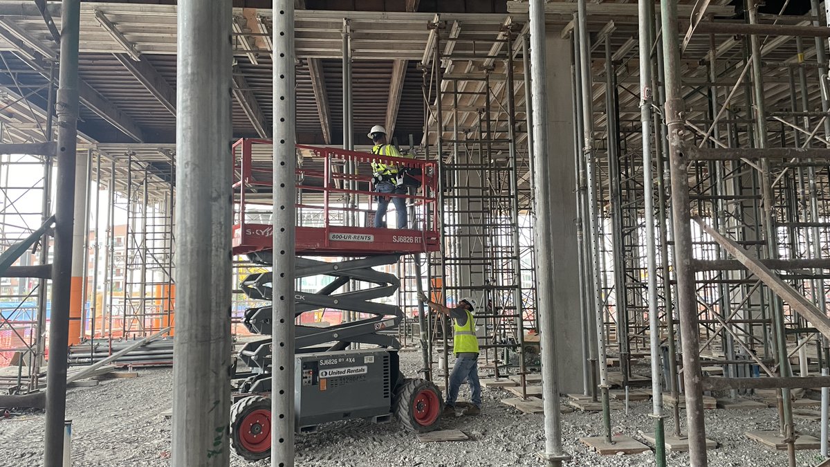 It is important to conduct daily #construction activities safely, including removing shoring from under longforms in a high area. This is just another way to keep our jobsites safe!