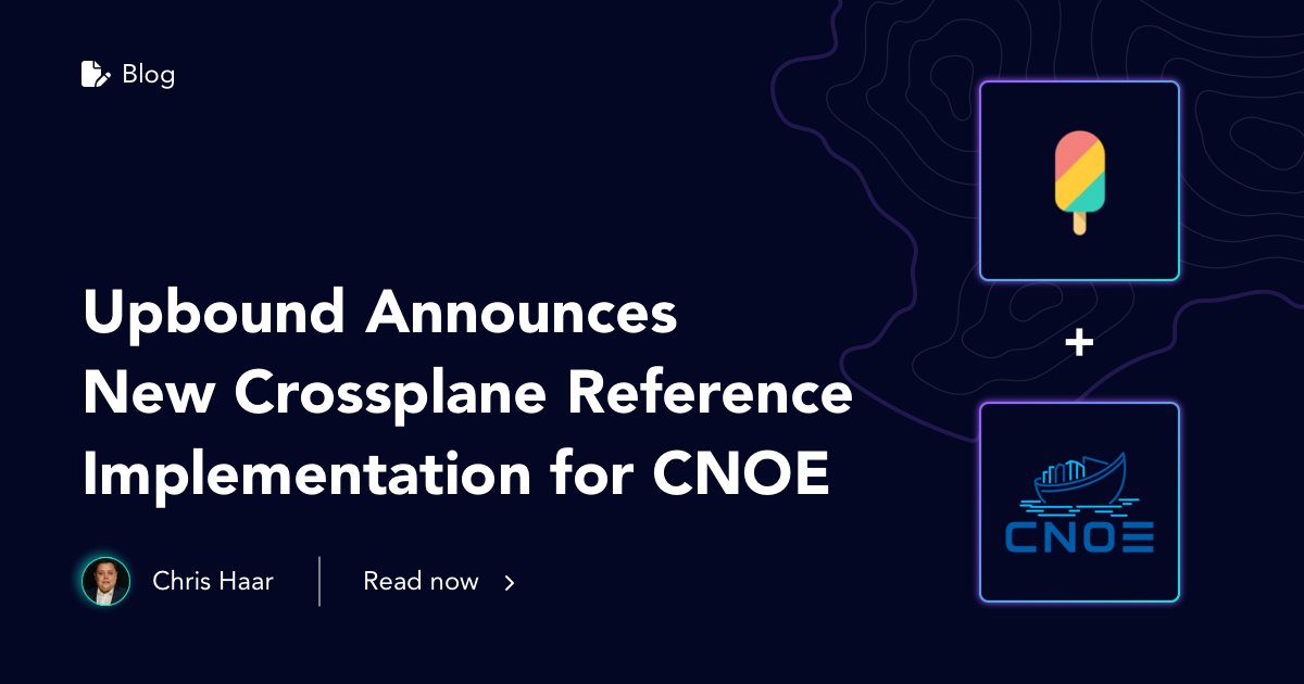 upbound_io's tweet photo. 🚨Announcing a practical application of @Crossplane_io's capabilities through a new reference implementation for Cloud Native Operational Excellence (CNOE). 
This demos how @Crossplane_io is a valuable start for orgs navigating cloud-native development. https://t.co/t0gEupGEdp https://t.co/Ej2xU1oOJL