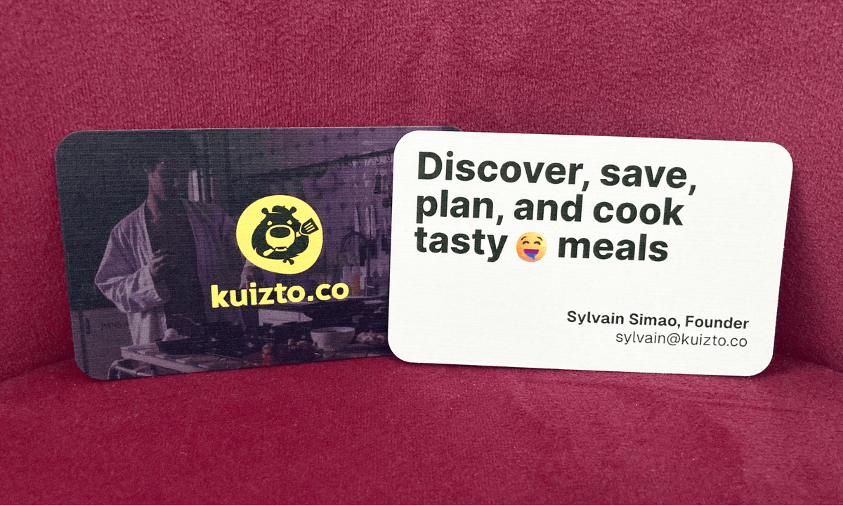 Sylvain_Simao's tweet photo. Whenever I talk about @kuizto with people IRL, I've always wanted to leave them a card to check out later. Now, I've got just the thing! #buildinpublic https://t.co/vYdQcTHNDB
