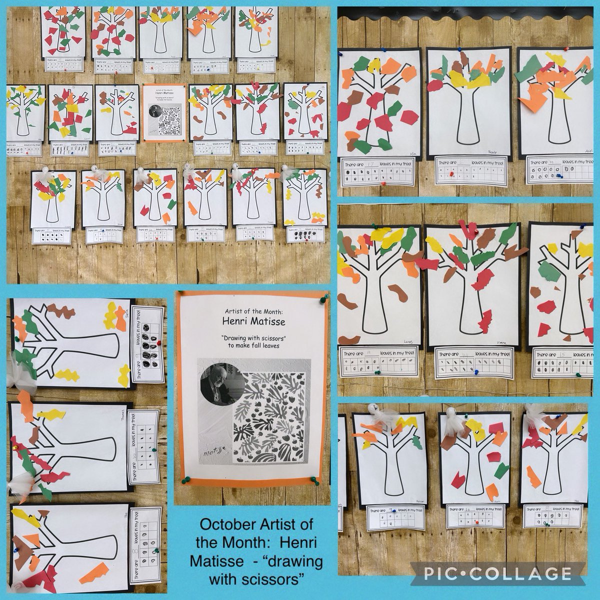 Artist of the month for October was Henri Matisse.  Ss learned about how he ‘drew pictures with scissors’, and then they tried it in order to make leaves for their fall trees.  Then they used ten frames to represent how many leaves their trees had. <a href="/smiycdsb/">St. Mary Immaculate CES</a> #STREAM
