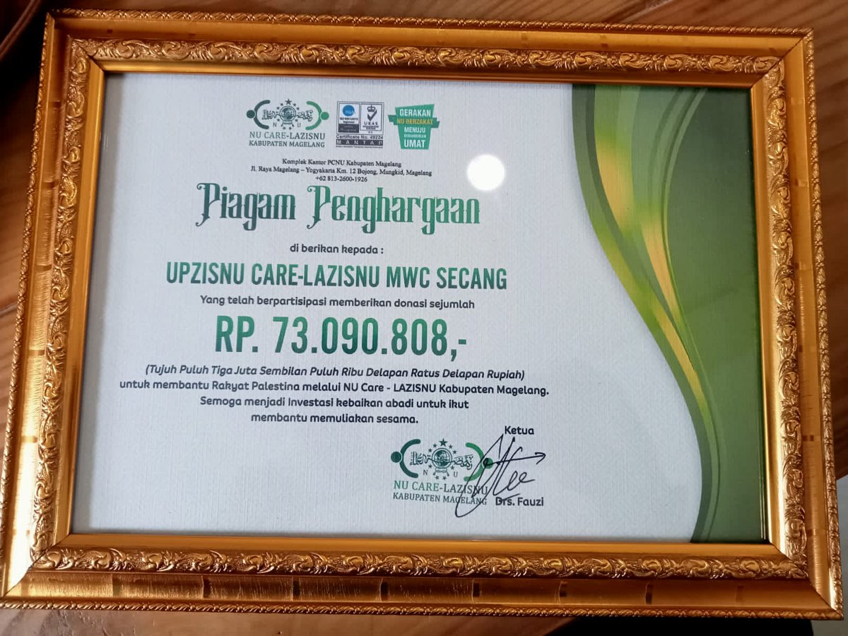 Alhamdulillah MWC NU Secang memperoleh amanat sejumlah 73.090.808 untuk tahap pertama donasi Palestina,

Monggo masih ditunggu untuk para donatur yg hendak berdonasi dan menitipkan melalui <a href="/nucare_lazisnu/">NU Care-LAZISNU</a> <a href="/nucarelazisnu/">NU Care - LAZISNU Jawa Tengah</a> <a href="/lazisnumagelang/">NU Care-LAZISNU Kab. Magelang</a>