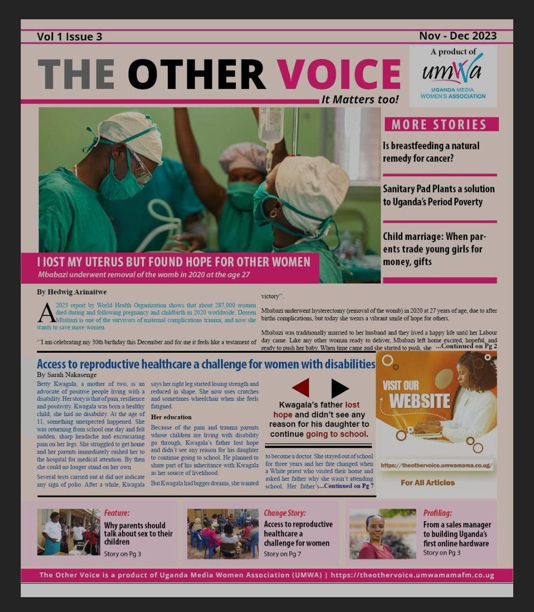 📰Introducing the third edition of #TheOtherVoice ePaper!
🔍Seeking hope after the loss of a uterus?Wondering how women with disabilities access reproductive health services?Look no further!
👉Join us on this empowering journey as we shed light on these important topics and more.