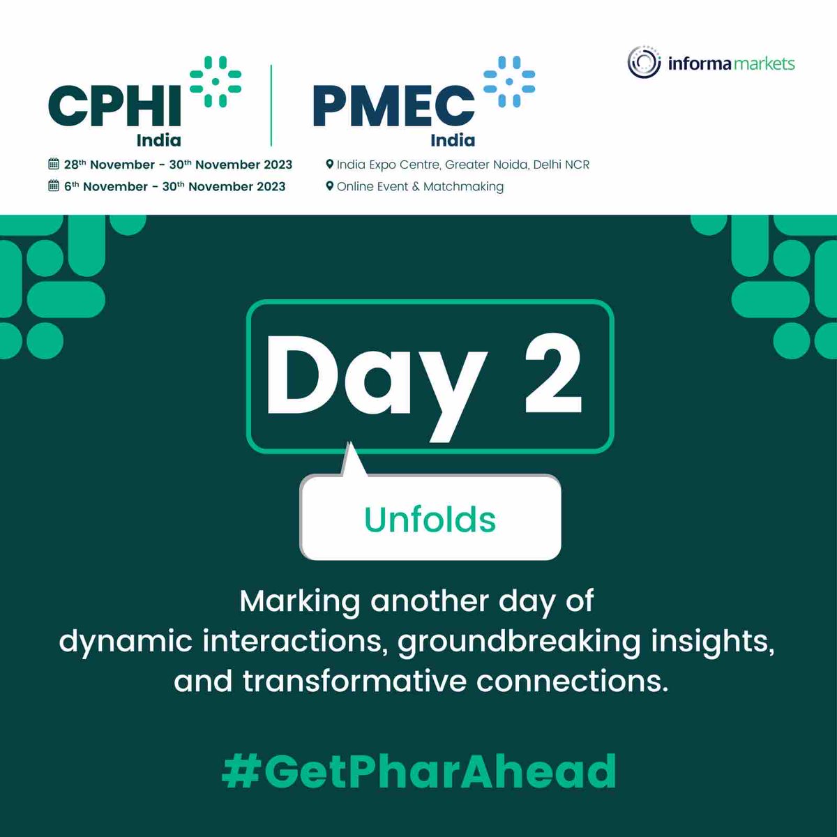 Ready to dive into the heart of pharmaceutical innovation? Let’s collectively create an extraordinary Day 2!

#CPHI2023 #PMEC2023 #PharmaIndustry #Innovation #Collaboration #GetPharAhead #CPHI #PMEC #PharmaCommunity #PharmaInnovation #DelhiNCR #Pharmavisitors #PharmaEvent