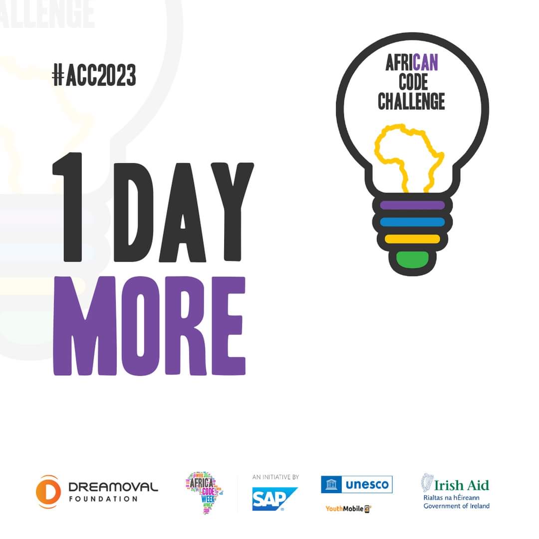 Foundation_DO's tweet image. Time is almost up! 

Join the AfriCAN Code Challenge today. 

The deadline for submission of entries for the AfriCAN Code Challenge is tomorrow.

Visit dreamoval.org/the-african-co… to learn more.

#AfriCANCodeChallenge #AfricaCodeWeek #ThisIsMyAfrica #Tech #Coding
