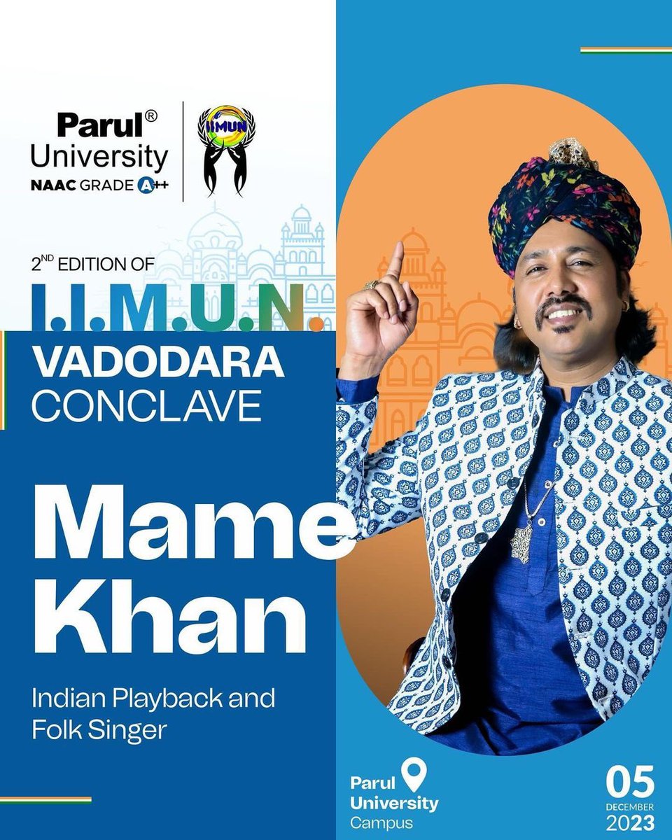 Harmonizing leadership and folk melodies as we introduce Mame Khan, the eminent folk singer, as the next guest on the stage of the 2nd edition of the I.I.M.U.N. Leadership Conclave! 🧑‍🎤 Mame Khan is a renowned playback and folk singer who has lent his soulful voice for numerous…