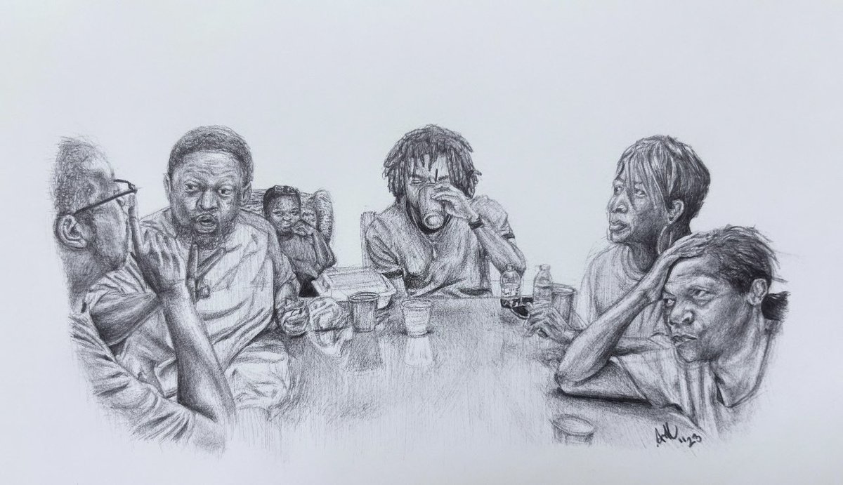 BlackJesusSaid's tweet photo. @ItsBrieW Hey, my name is Lee. I’m an artist from Atlanta. I seen this post on my instagram feed from BlackTwitterThreads page, and one of the comments said this image should be put in a museum so, I drew the picture so while at work using a bic ink pen. https://t.co/DBorjBgfun