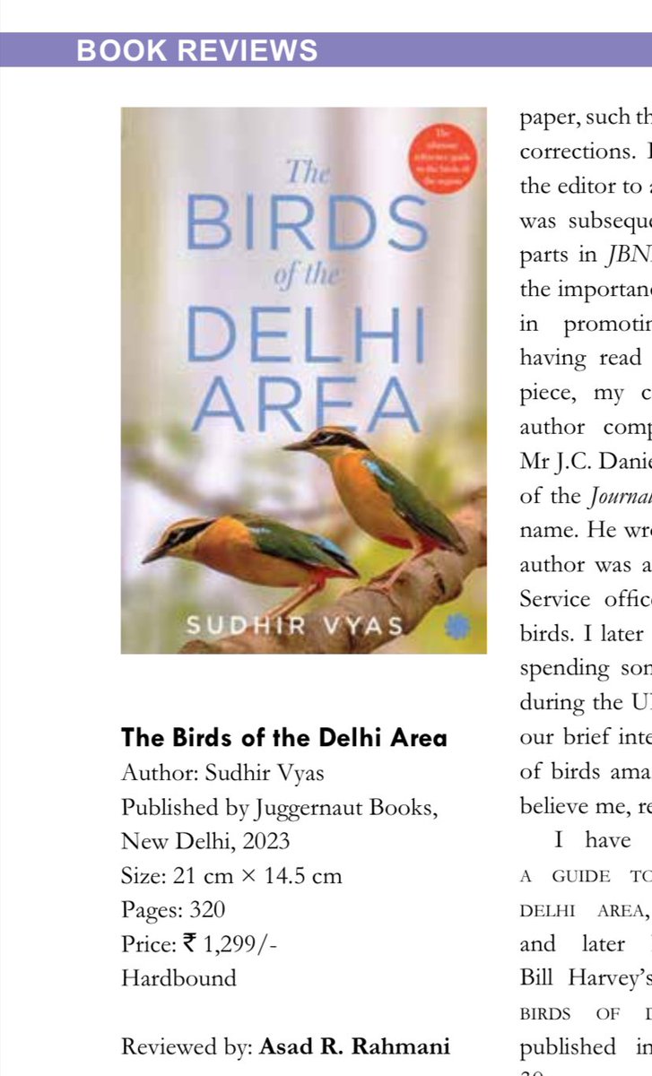 “Mr Sudhir Vyas’s book has set the gold standard of how to write a popular book with good new scientific information, and I hope future ornithologist- writers will follow him.”
- a wonderful review by Dr Asad Rahmani in BNHS Hornbill @juggernautbooks