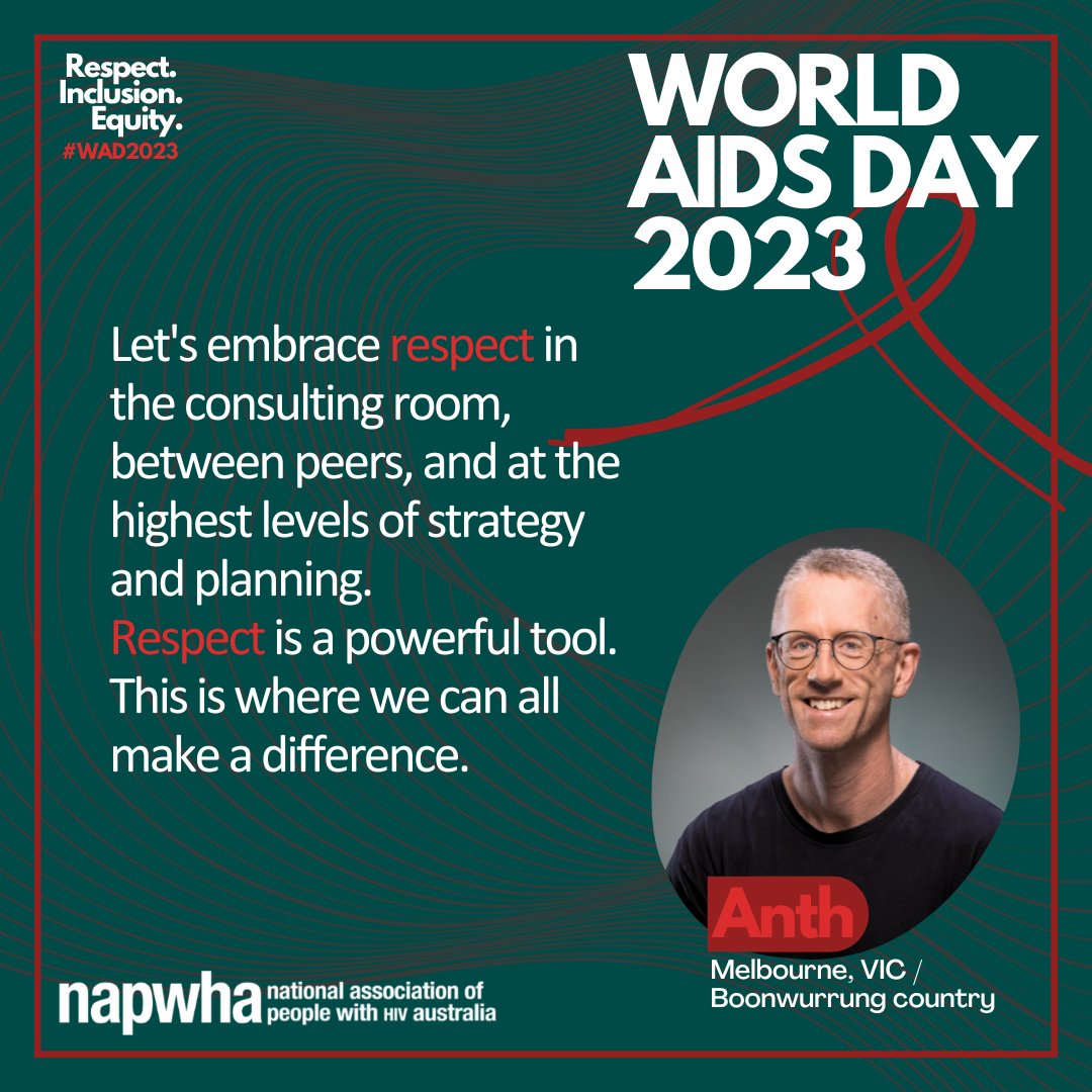 We asked community members, representatives from our member organisations and our board members what the World AIDS Day theme ‘‘Inclusion. Respect. Equity.’ means to them.

See NAPWHA’s World AIDS Day campaign here napwha.org.au/world-aids-day… #WorldAIDSDay