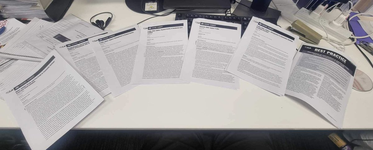 FinlayA_'s tweet photo. It's exciting to receive feedback of our evidence summaries being used in clinical practice- always a pleasure to assist clinicians make decisions at the point of care @JBIEBHC #transferscience #evidencesummary (photo used with permission) #agedcare #frailty #exercise https://t.co/vo4RO0vvBX