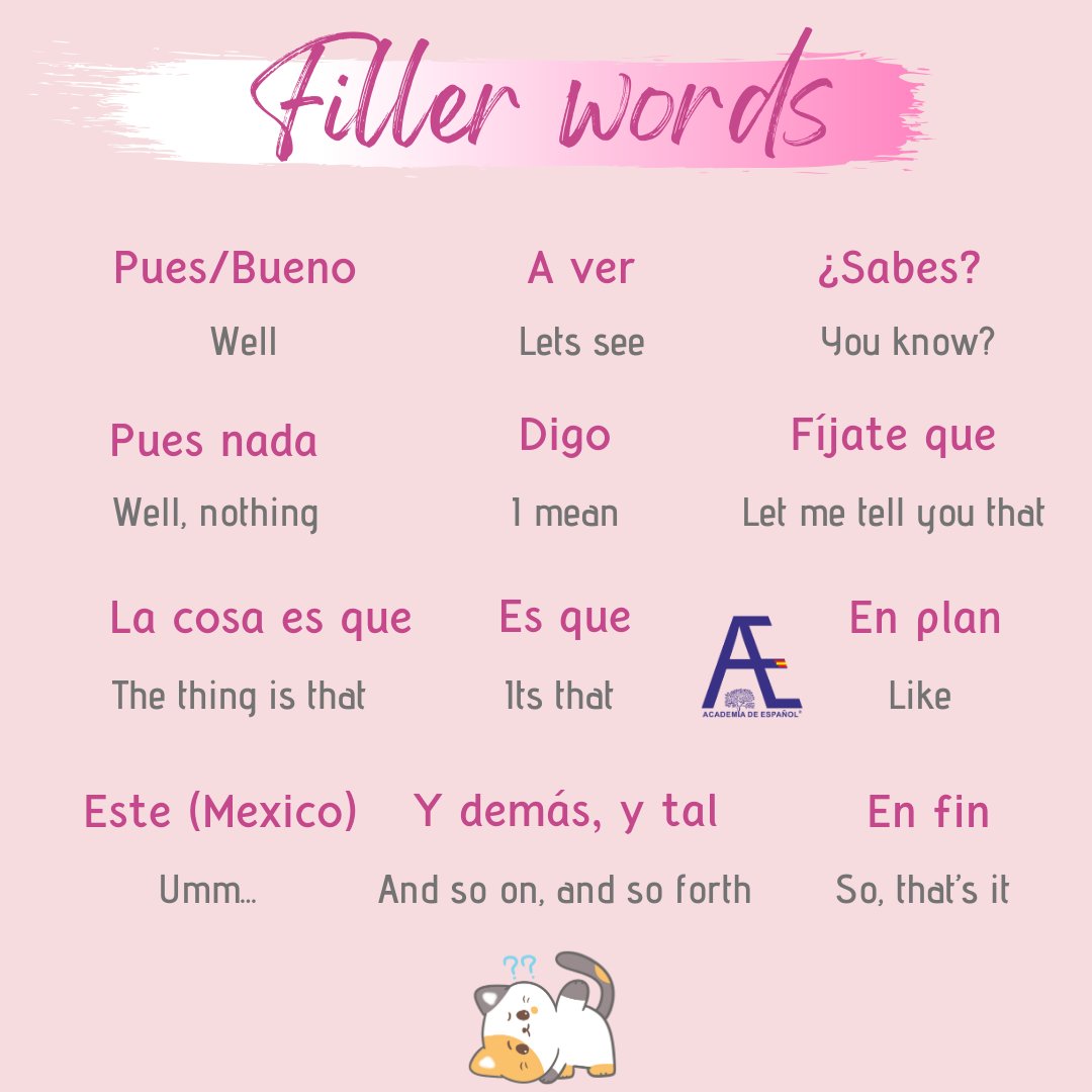 AcademiaEspanol's tweet photo. Life saving words for natural conversations in Spanish 🇪🇸

#aemumbai #spanishlessons 
#spanishlessonsonline #learnspanish #spanishclasses #onlineclasses #spanish #spanishlanguage #vocabulary #spanishgrammar #spanishvocabulary #spanishwords #spanishlessons #espagnol #ispanyolca https://t.co/BdqGxIkx5Y