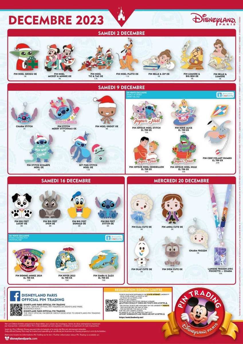 [Pin Trading] - Das Poster für die im Dezember erhältlichen Pins ist da. Viel Spaß beim sammeln.

#disneylandparis